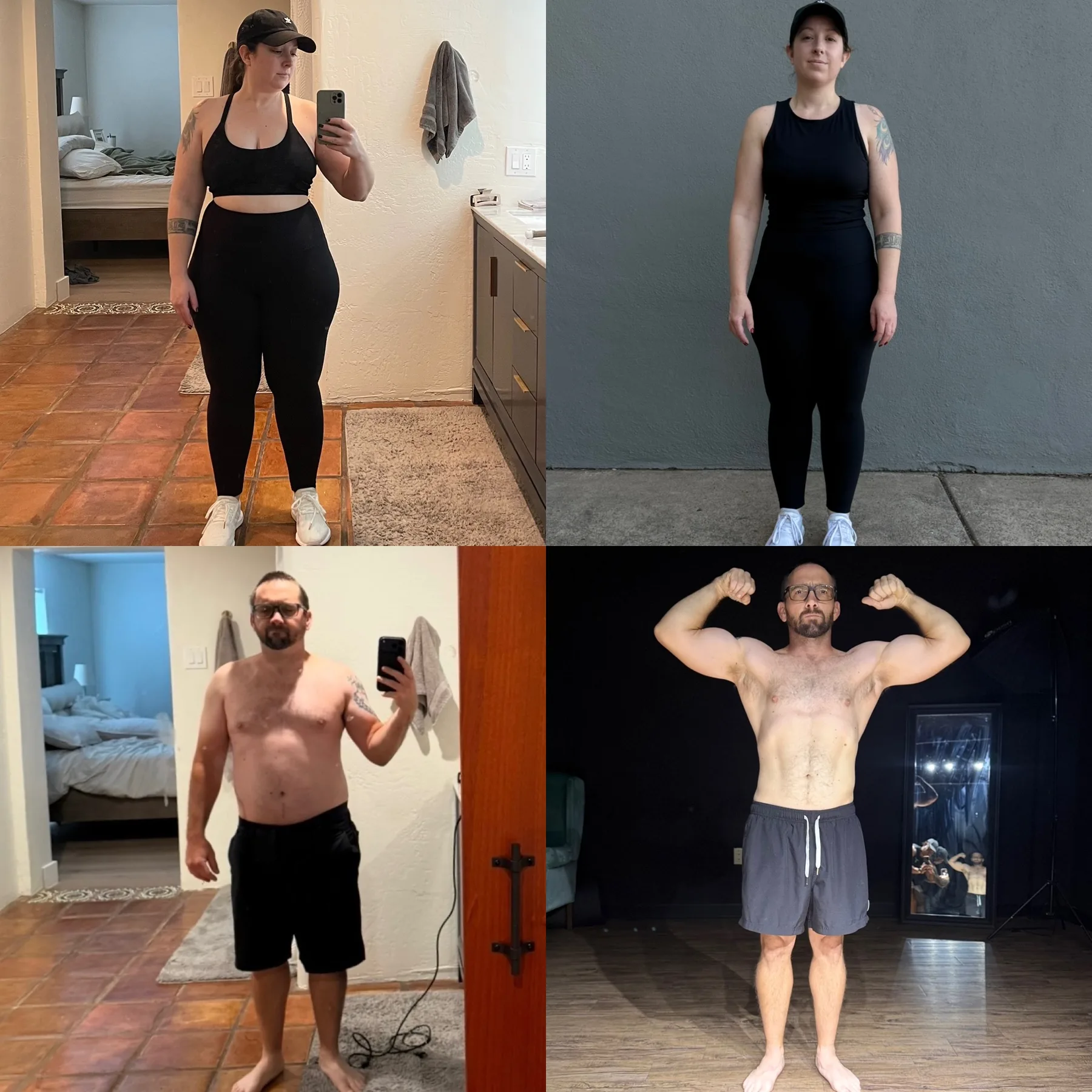 Alex and Caitie before and after body recomposition progress