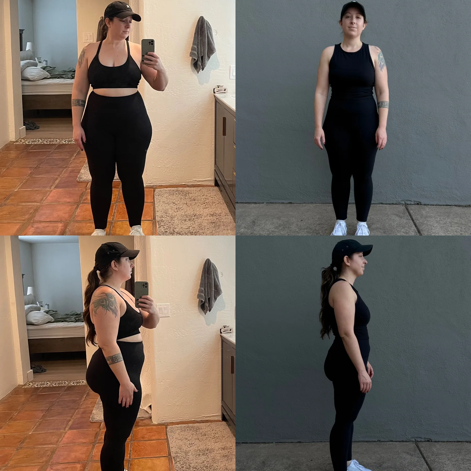 Caitie front and side body recomposition progress