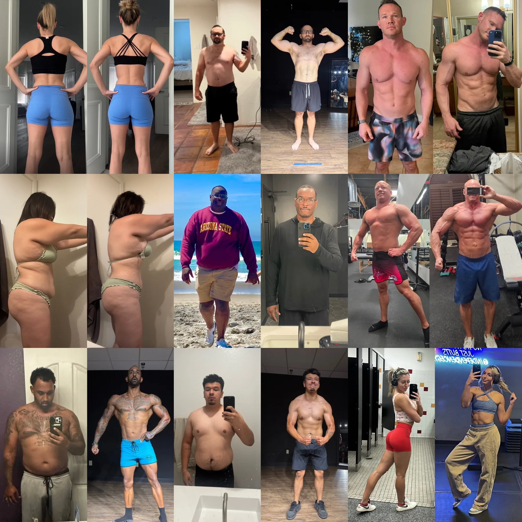 AZ BUILT Athletics client body recomposition, transformation and fat-loss progress collage